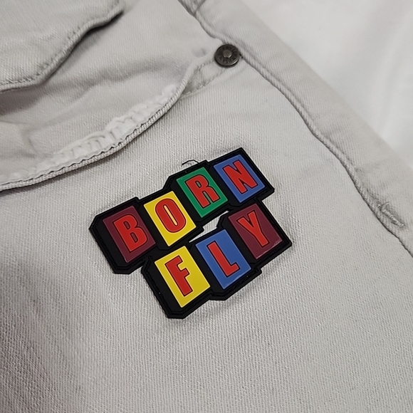 Born Fly Mens Size 40 Jean Shorts light gray Embroidered Price is Right - Picture 3 of 9